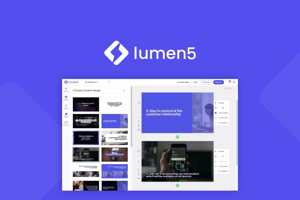 أداة lumen5 من أفضل أدوات الذكاء الاصطناعي لإنشاء الفيديو